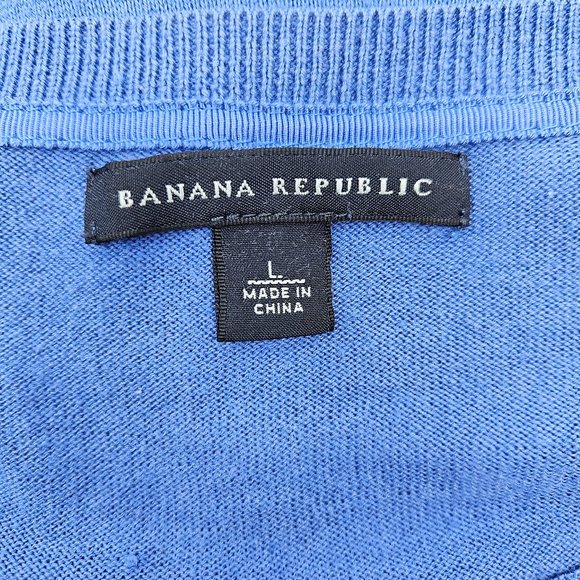 Blue Banana Republic Large Sized Cotton and Silk Cardigan - Picture 3 of 15